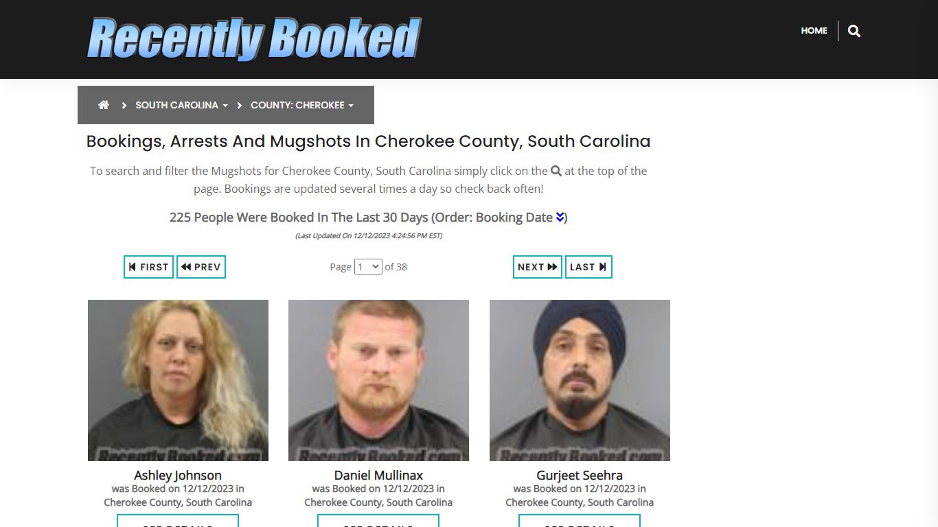 Bookings, Arrests and Mugshots in Cherokee County, South Carolina
